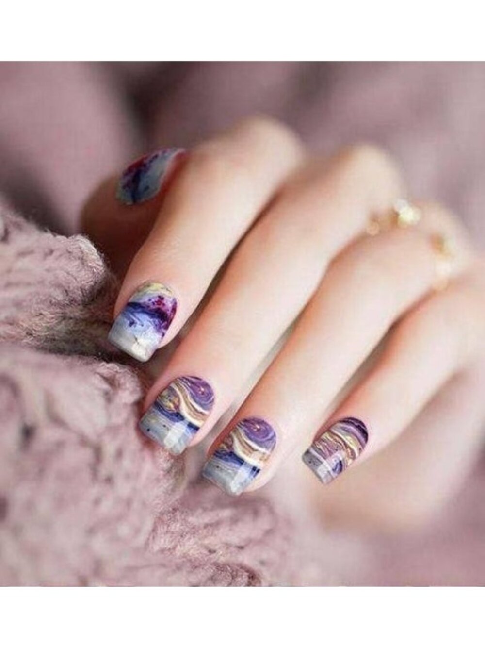 Candied Nails Marble Nail Polish Wraps 16 Strips Non-Toxic Formula